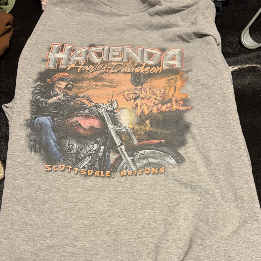 Harley-Davidson Gray Long Sleeve with Colorful Flame Graphics - Picture 2 of 2